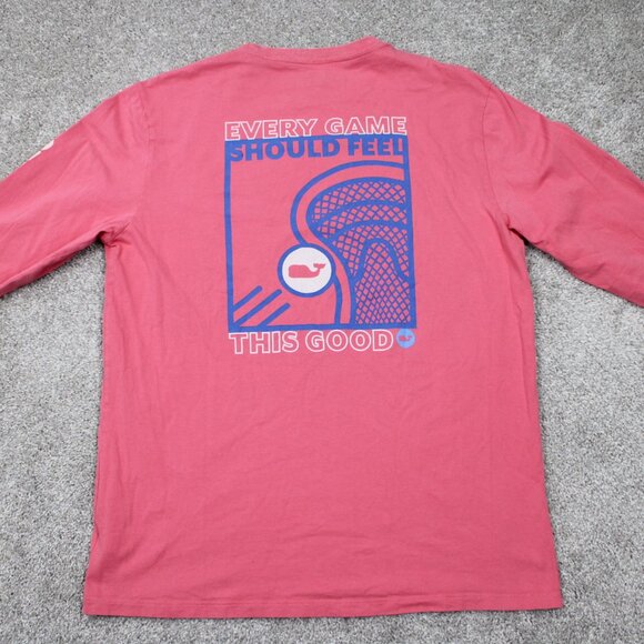 Vineyard Vines Shirt Adult Medium Pink Lacrosse Box Graphic Long Sleeve Pullover - Picture 2 of 13